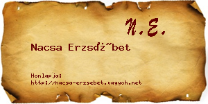 Nacsa Erzsébet névjegykártya